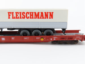 HO Scale Fleischmann 5274 DB Railway 8-Axle Flatcar #49830635 w/Truck Load