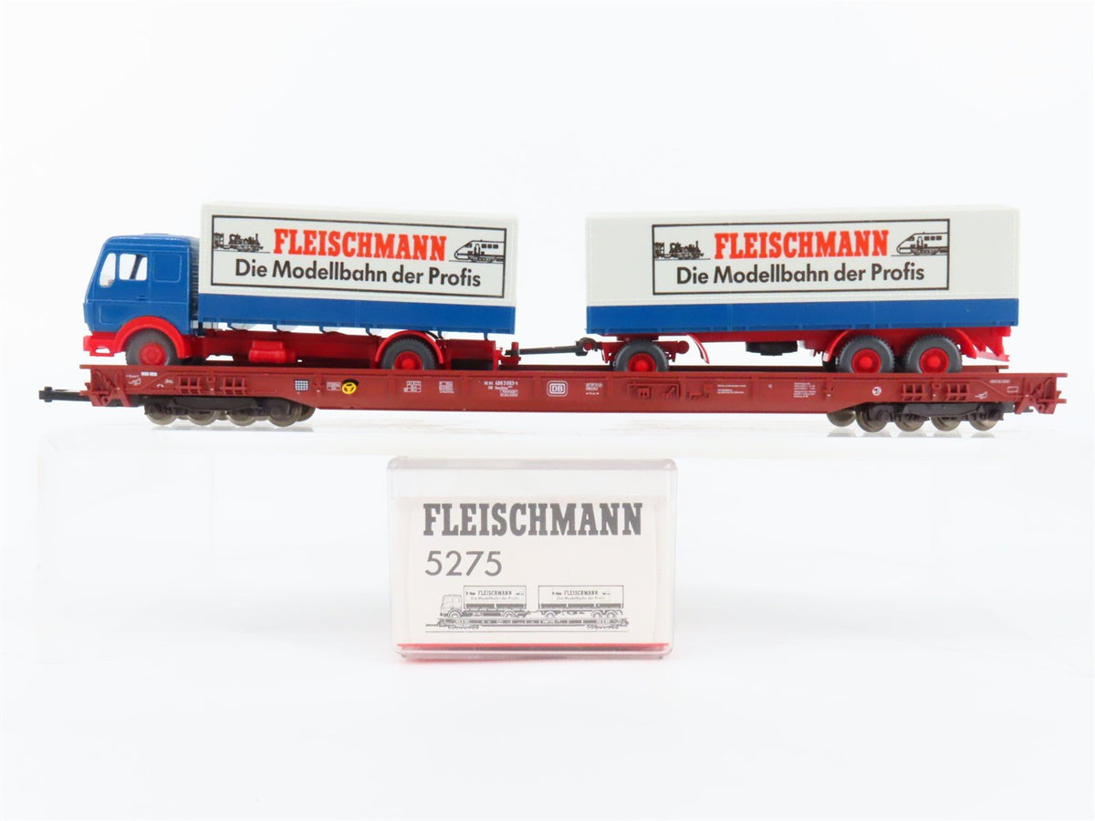 HO Scale Fleischmann 5275 DB Railway 8-Axle Flatcar #49830635 w/Truck Load