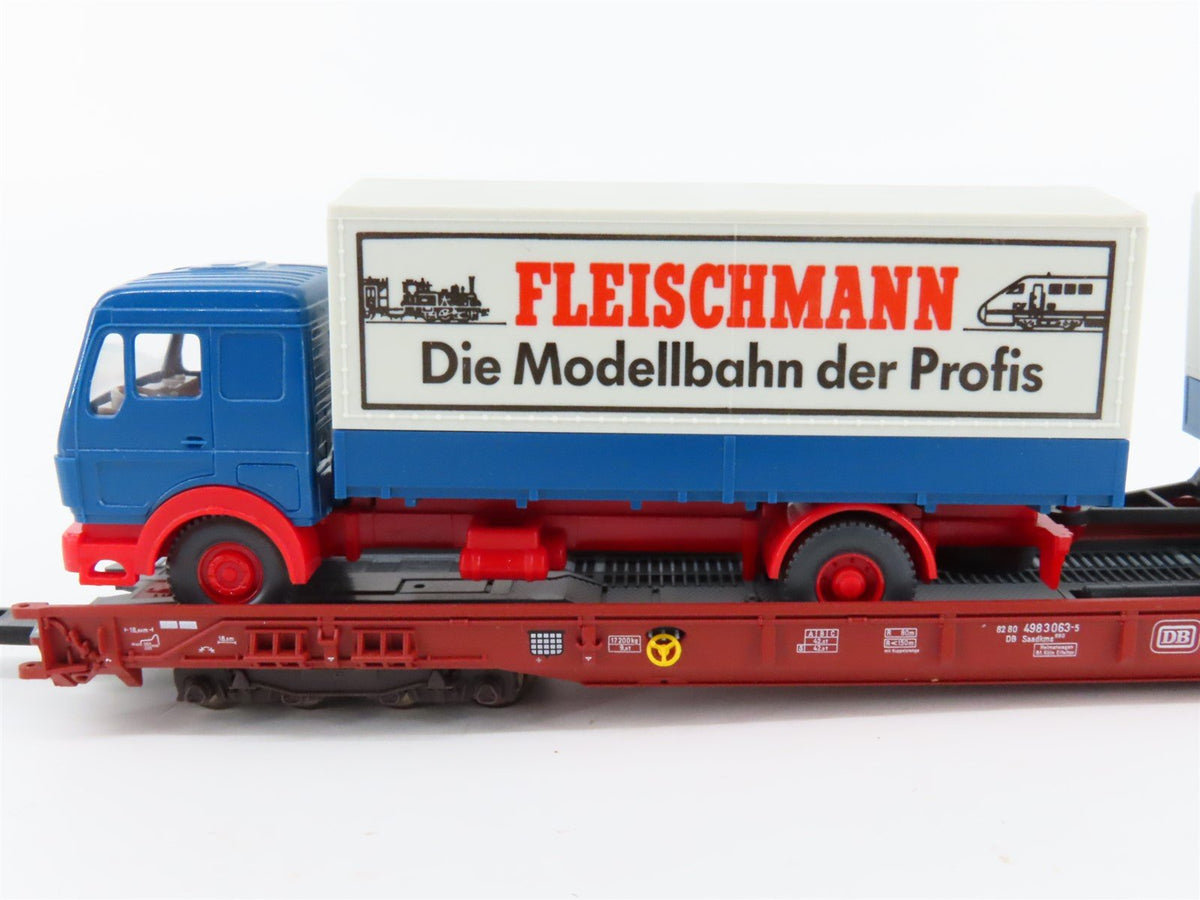 HO Scale Fleischmann 5275 DB Railway 8-Axle Flatcar #49830635 w/Truck Load