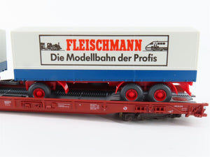 HO Scale Fleischmann 5275 DB Railway 8-Axle Flatcar #49830635 w/Truck Load