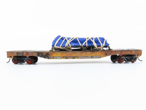 HO Scale TYCO MTTX Trailer Train 50' Flat Car #97566 w/Custom Load & Weathering