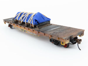 HO Scale TYCO MTTX Trailer Train 50' Flat Car #97566 w/Custom Load & Weathering