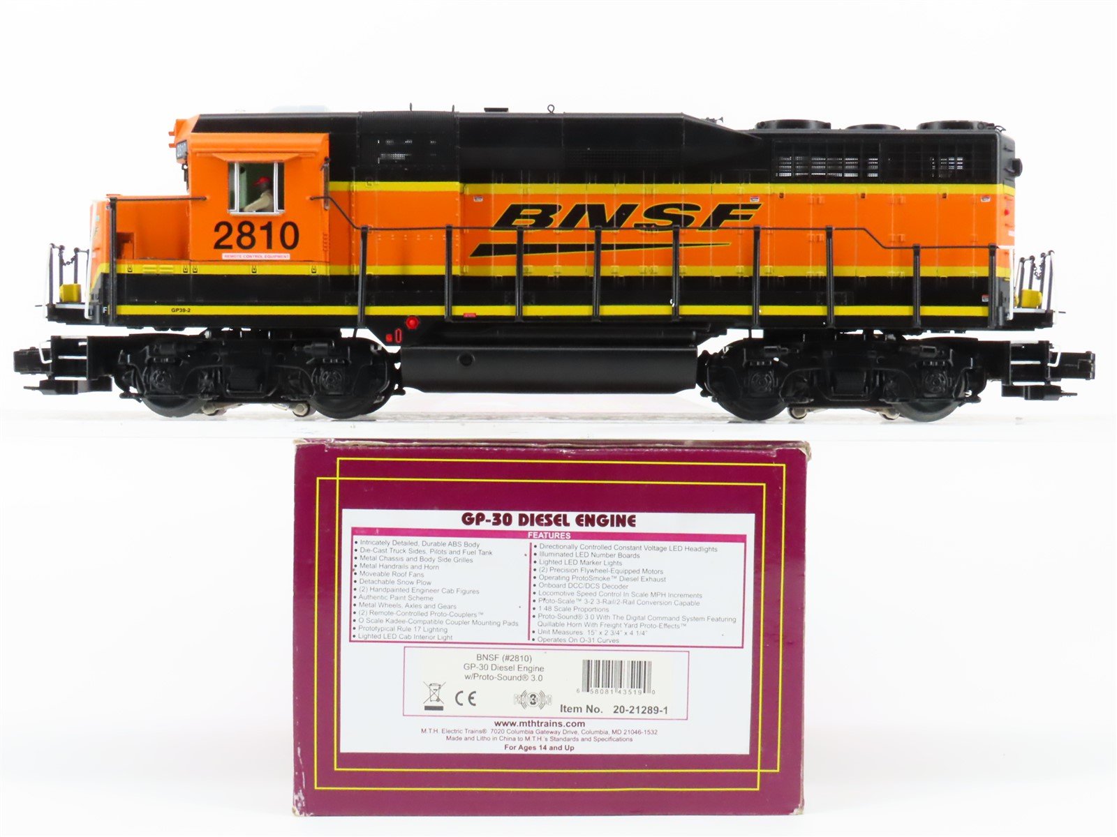 O Gauge 3-Rail MTH 20-21289-1 BNSF Railway GP30 Diesel Loco #2810 w/Sound