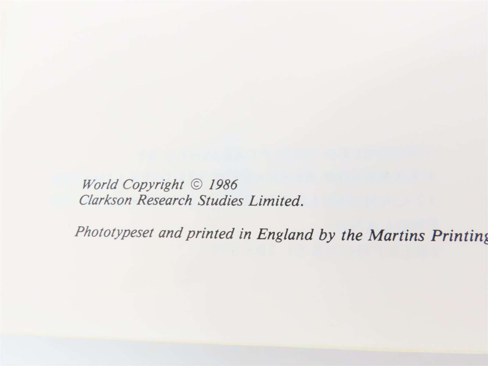 The Bulk Carrier Register by Clarkson Research Studies Ltd London ©1986 HC Book