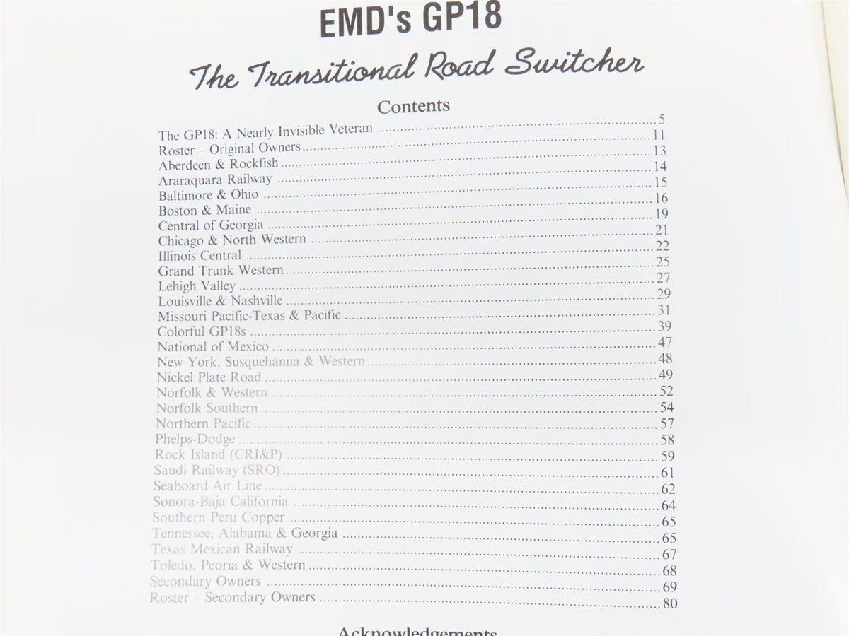 EMD&#39;s GP18 The Transitional Road Switcher by Diesel Era ©1992 SC Book