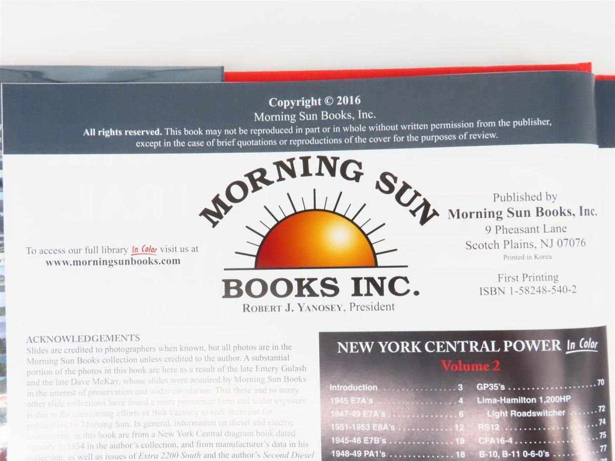 Morning Sun: New York Central Power Volume 2 by Jerry A. Pinkepank ©2016 HC Book