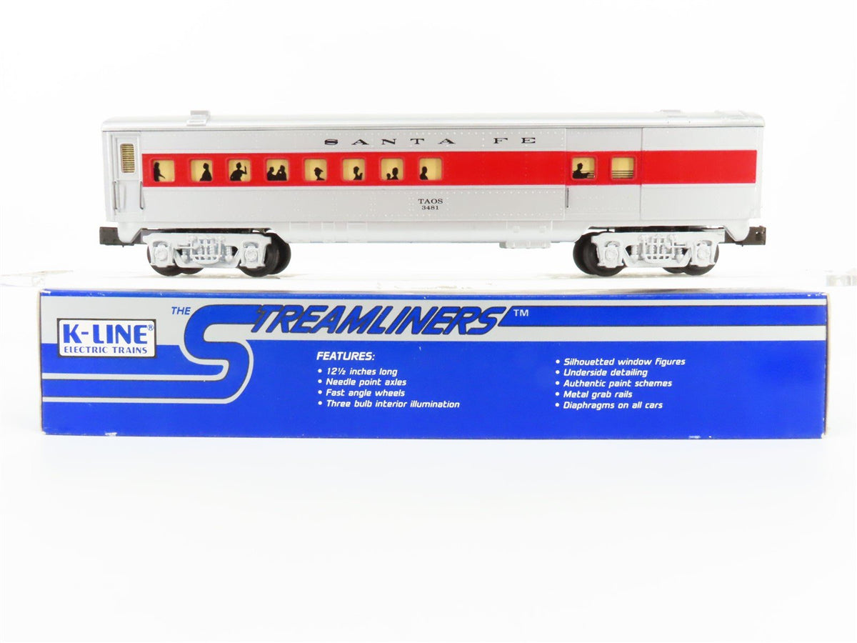 O Gauge 3-Rail K-Line Streamliner ATSF Santa Fe &quot;Taos&quot; Passenger Car #3481