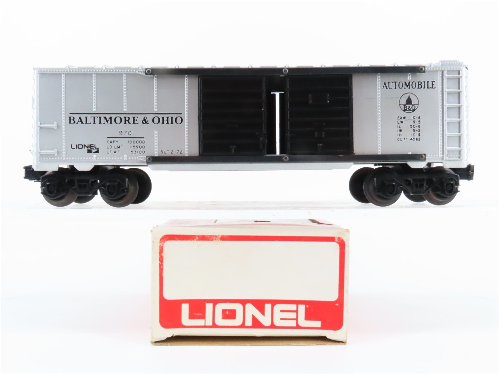 O Gauge 3-Rail Lionel B&O Baltimore & Ohio Boxcar #9701