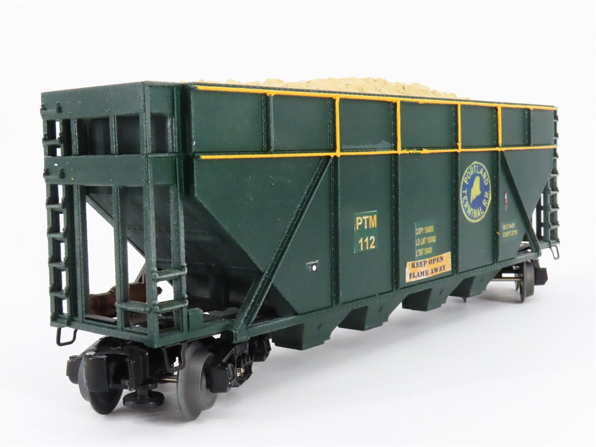 O Gauge 3-Rail Lionel PTM Portland Terminal 4-Bay Hopper #112 w/Load - Custom