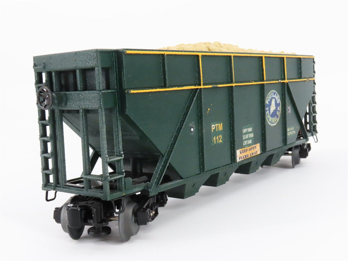 O Gauge 3-Rail Lionel PTM Portland Terminal 4-Bay Hopper #112 w/Load - Custom