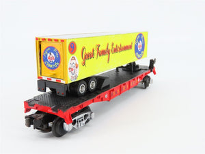 O Gauge 3-Rail MTH Ryan Bros Circus 40' Flat Car #6 w/Trailer - Custom