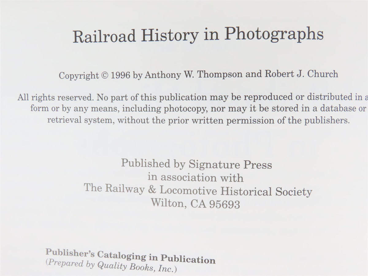 Railroad History in Photographs by Thompson, Church, &amp; Pryor ©1996 SC Book