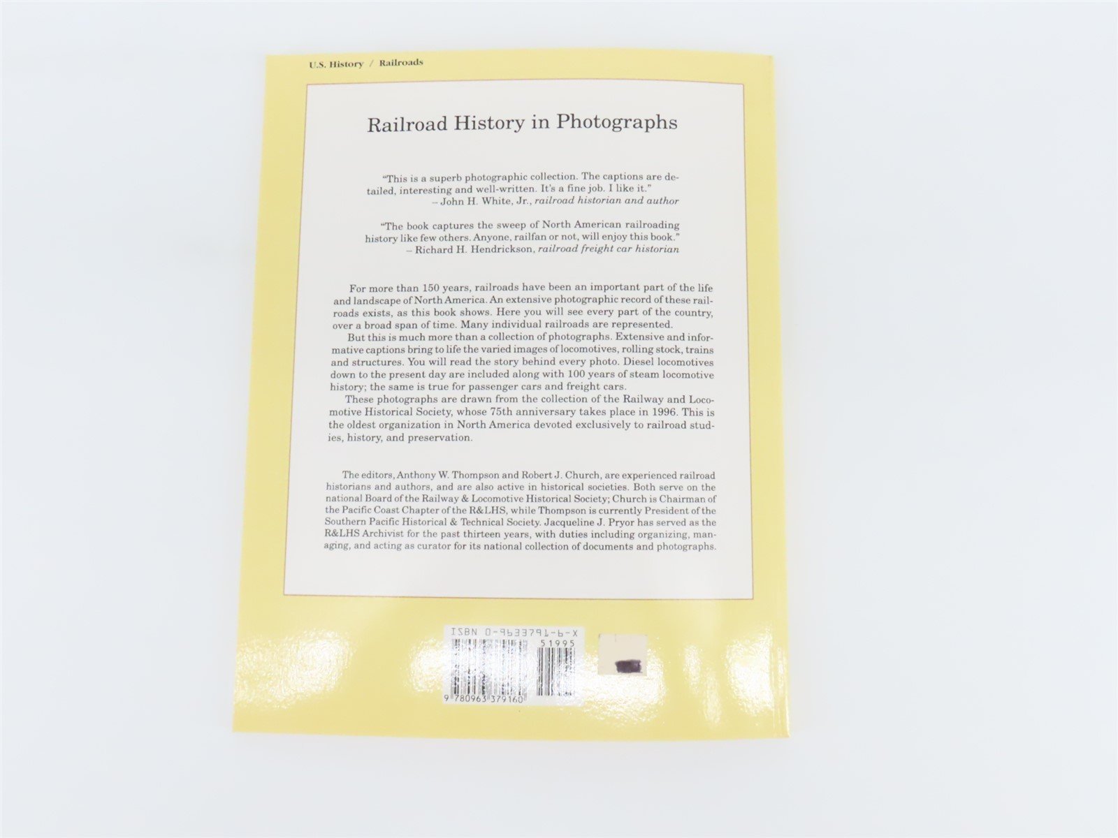 Railroad History in Photographs by Thompson, Church, & Pryor ©1996 SC Book