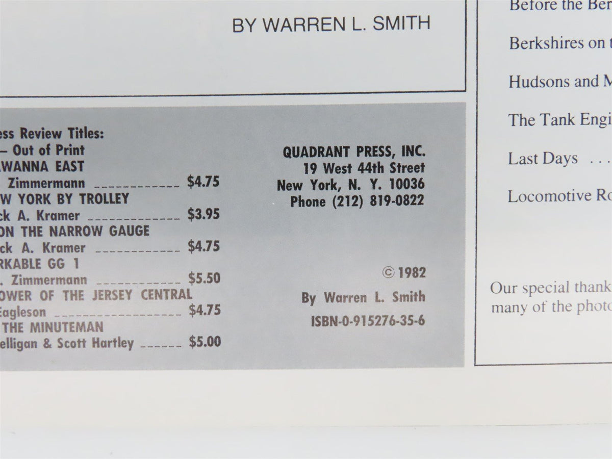 Quadrant Press Review 9: Berkshire Days on the Boston &amp; Albany by WL Smith ©1982