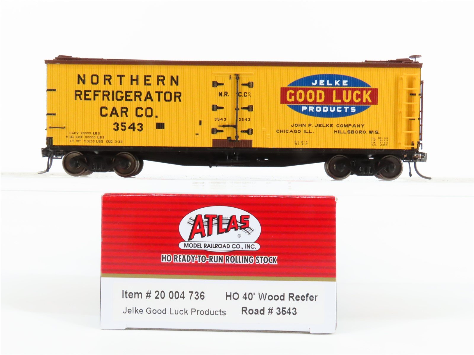 HO Atlas Master Line 20004736 NRCC Jelke Good Luck Products 40' Wood Reefer 3543