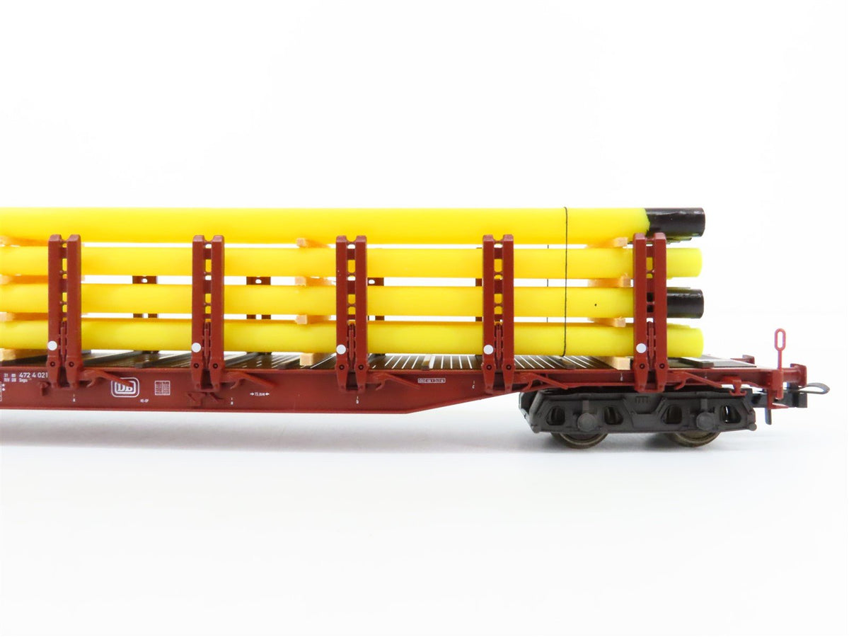 HO Scale Trix 23961 DB German Type Snps Flat Car #021-9 w/Pipe Load