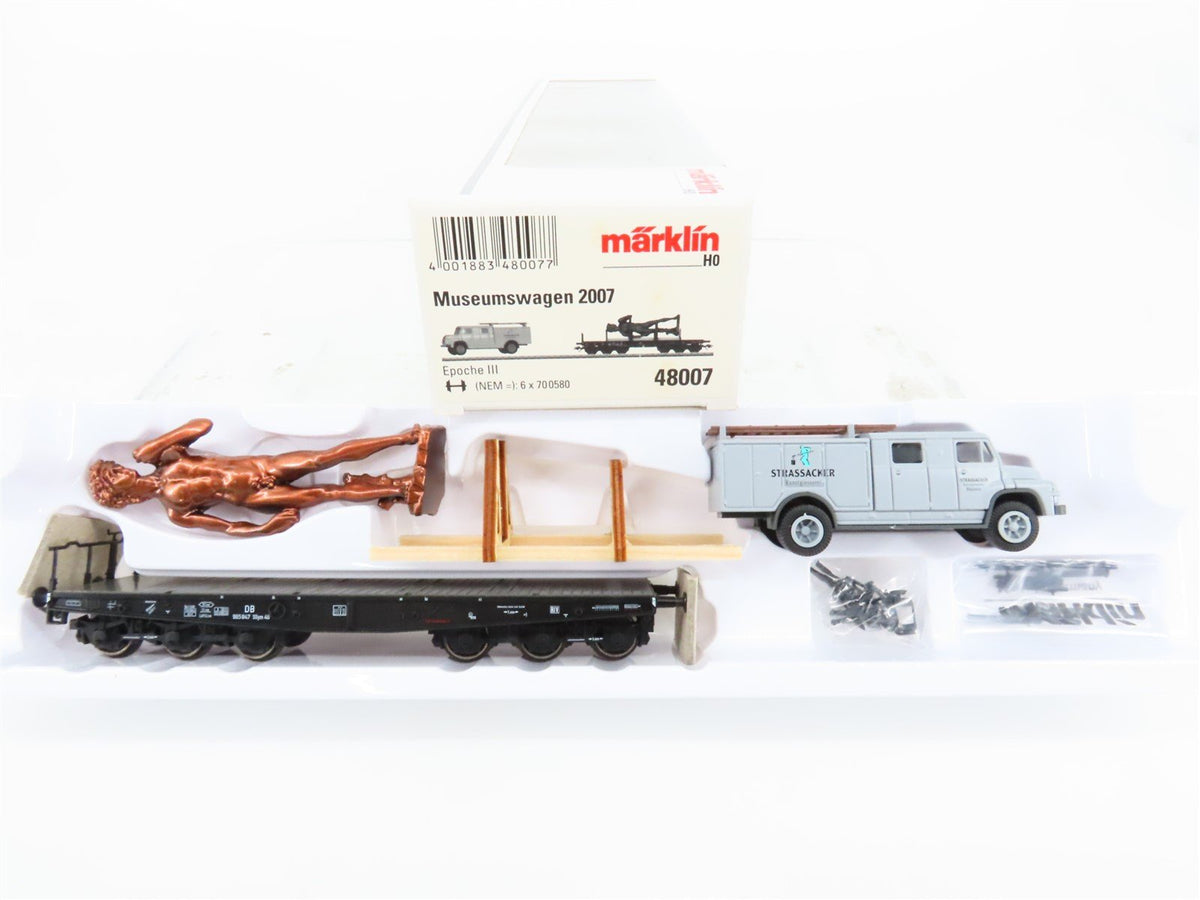 HO Marklin 48007 DB Flat Car w/ Strassacker Art Foundry Truck &amp; Statue of David