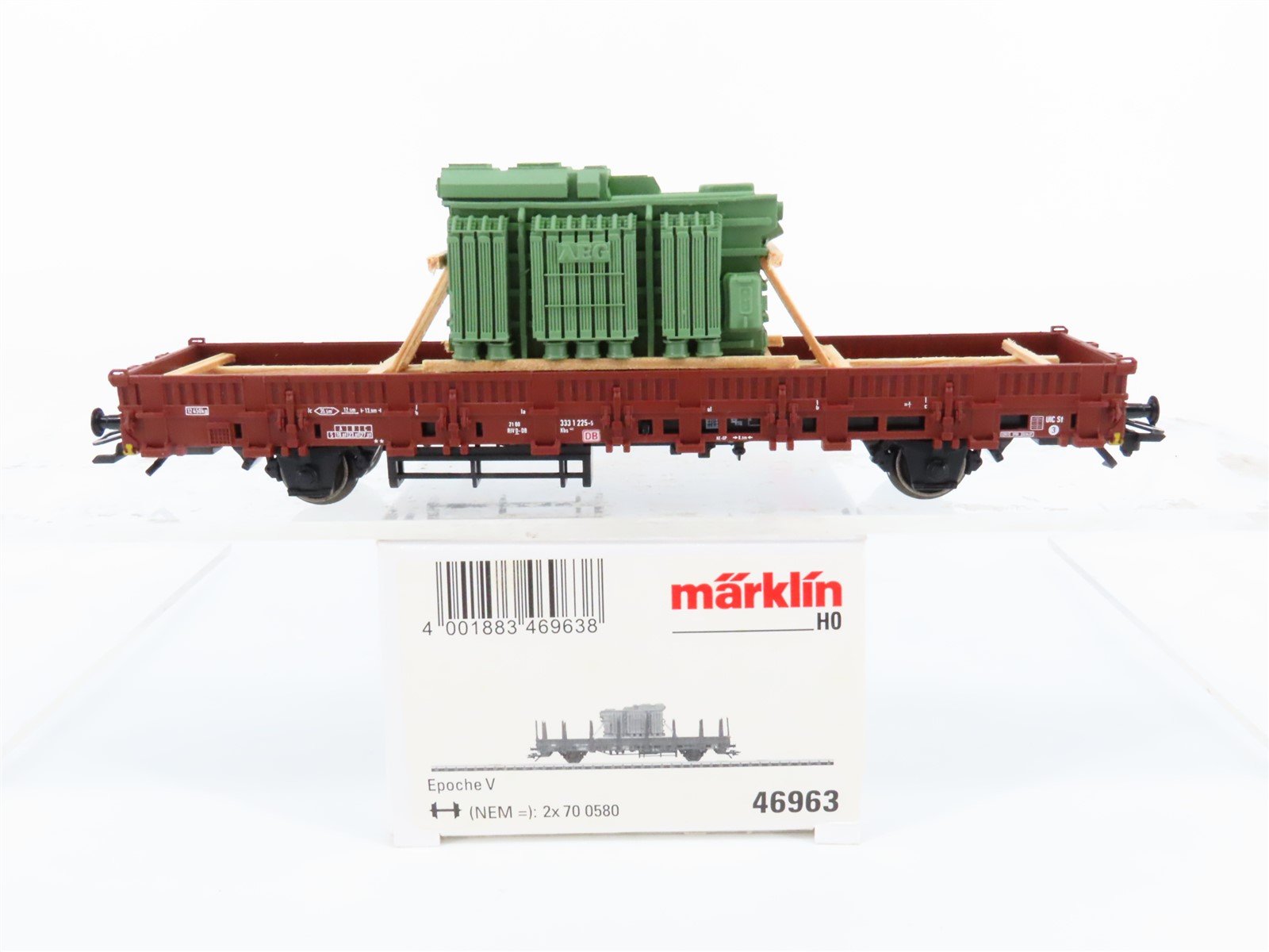 HO Scale Marklin 46963 DB-AG German Era V Type Kbs 443 Flat Car #225-5 w/Load