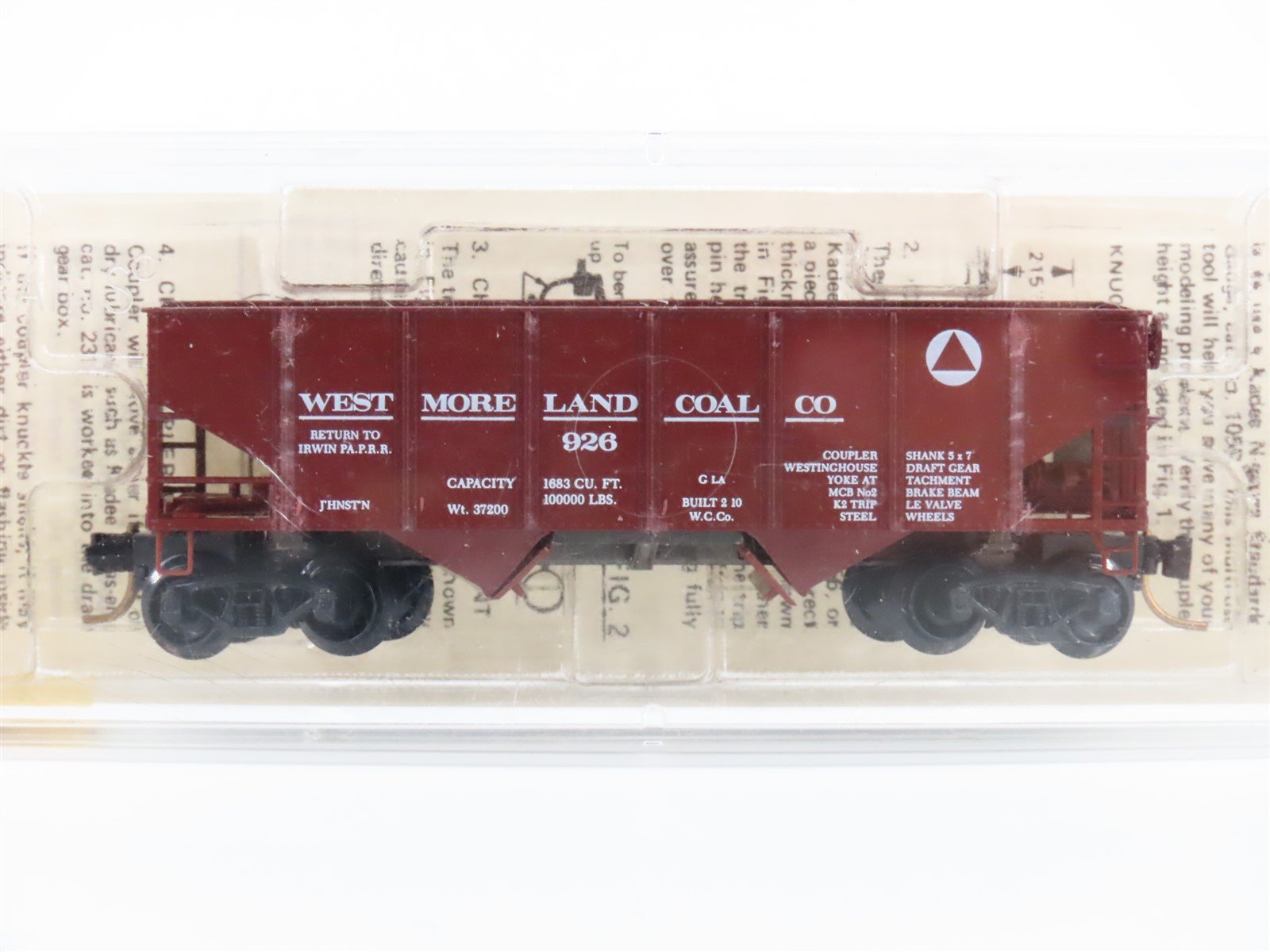 N Scale Kadee Micro-Trains MTL 56130 Westmoreland Coal 2-Bay Hopper #926