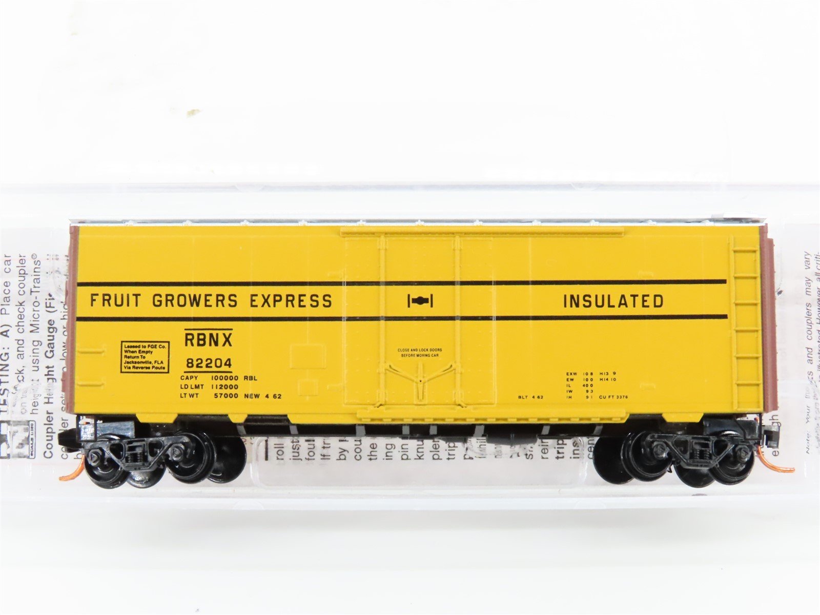N Scale Micro-Trains MTL 02100060 RBNX Fruit Growers Express Reefer #82204