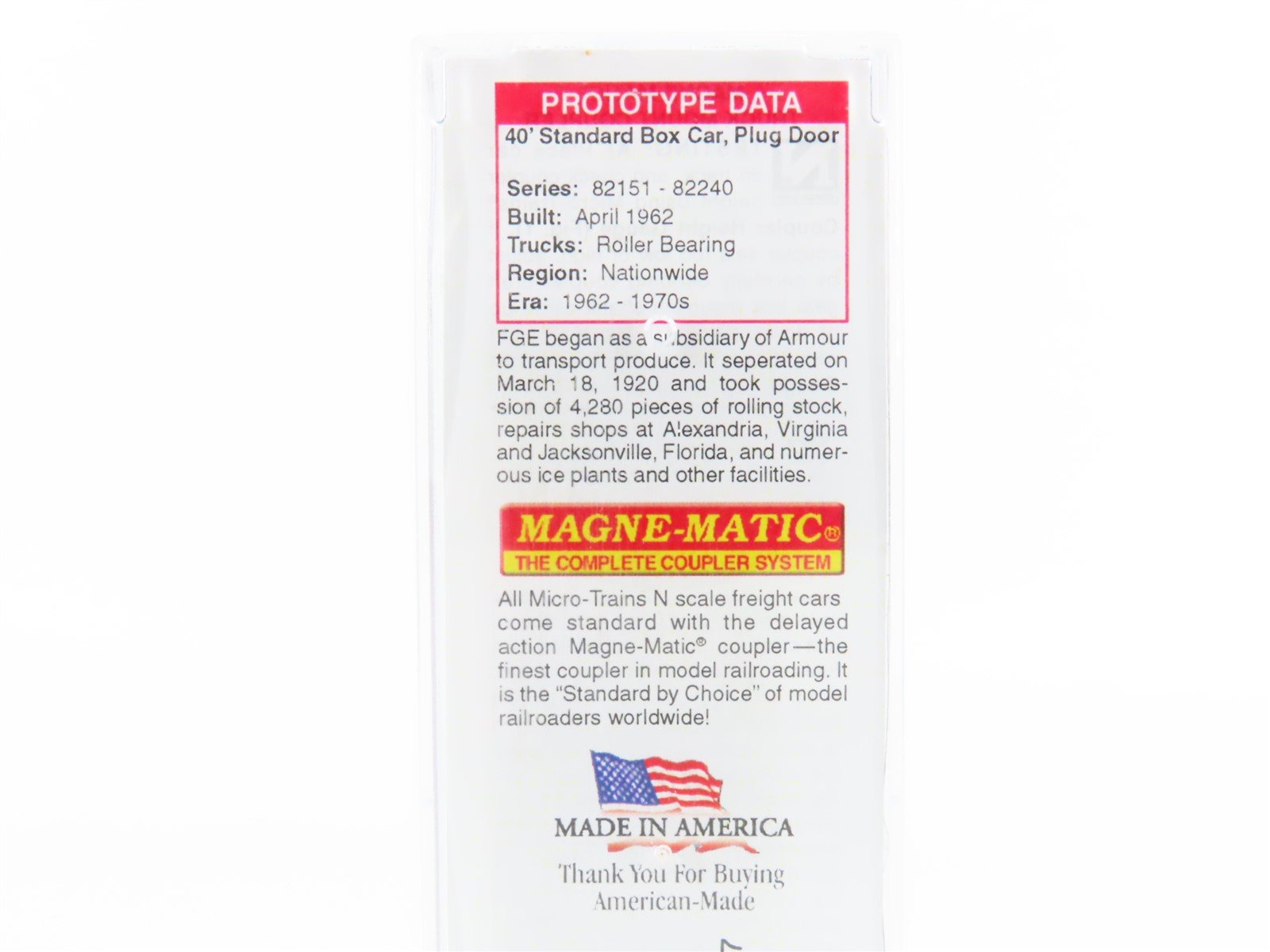 N Scale Micro-Trains MTL 02100060 RBNX Fruit Growers Express Reefer #82204