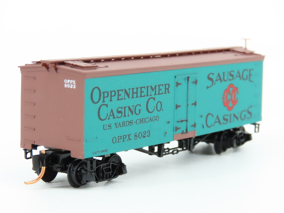 N Scale Micro-Trains MTL 05800040 OPPX Oppenheimer Casing 36&#39; Wood Reefer #8023