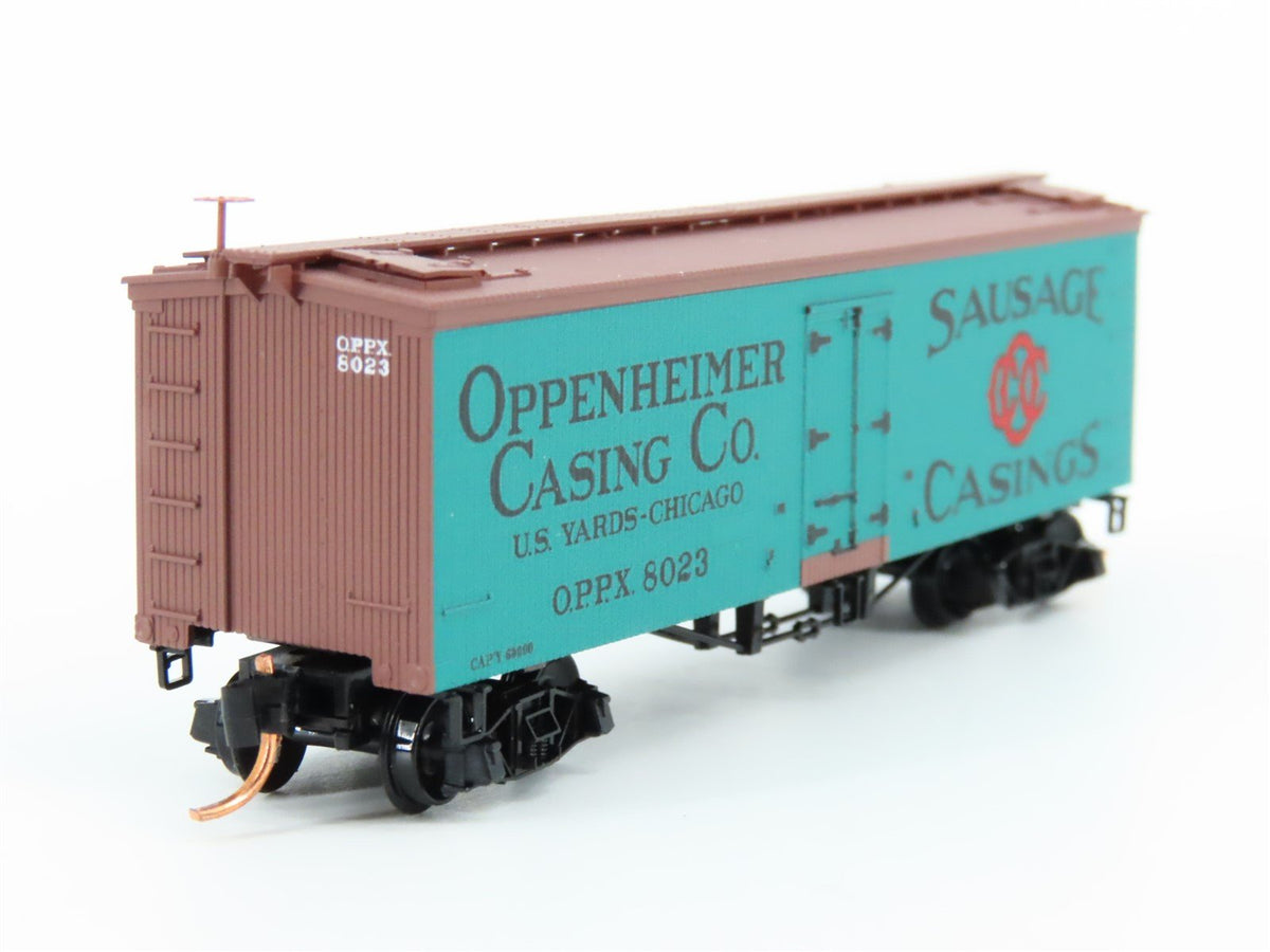 N Scale Micro-Trains MTL 05800040 OPPX Oppenheimer Casing 36&#39; Wood Reefer #8023