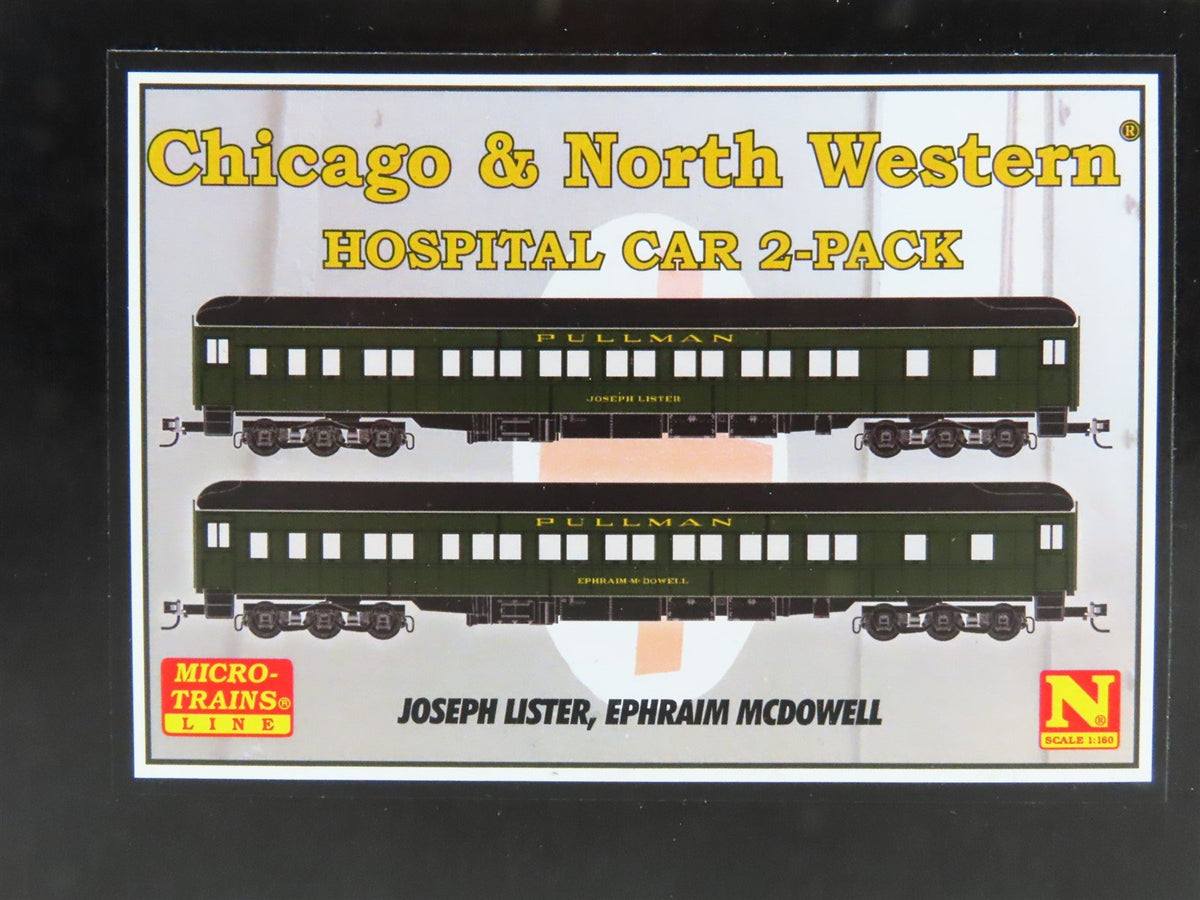 N Scale Micro-Trains MTL #98302231 CNW Chicago &amp; North Western Hospital Car 2-Pk