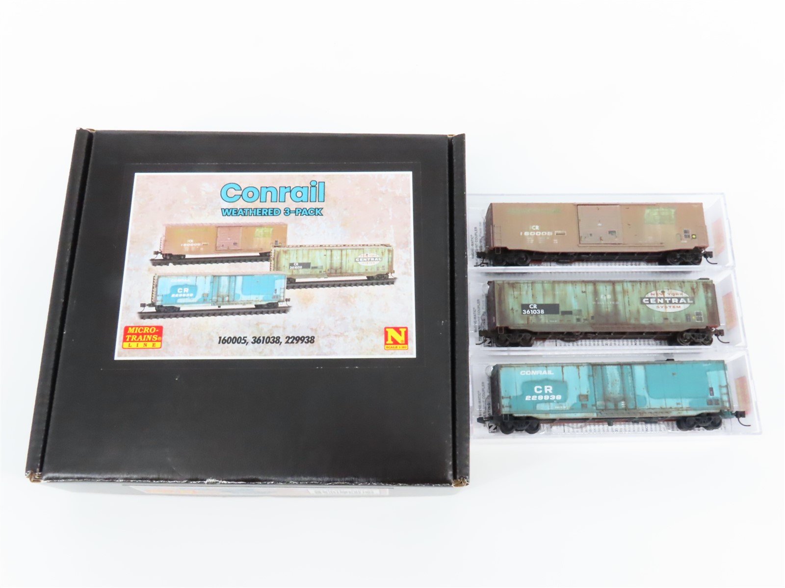 N Scale Micro-Trains MTL #98305041 CR Conrail 50' Box Car 3-Pack - Weathered