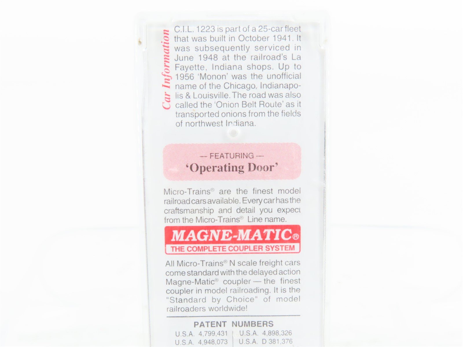 N Scale Micro-Trains MTL 20576 CIL Monon 40' Box Car #1223