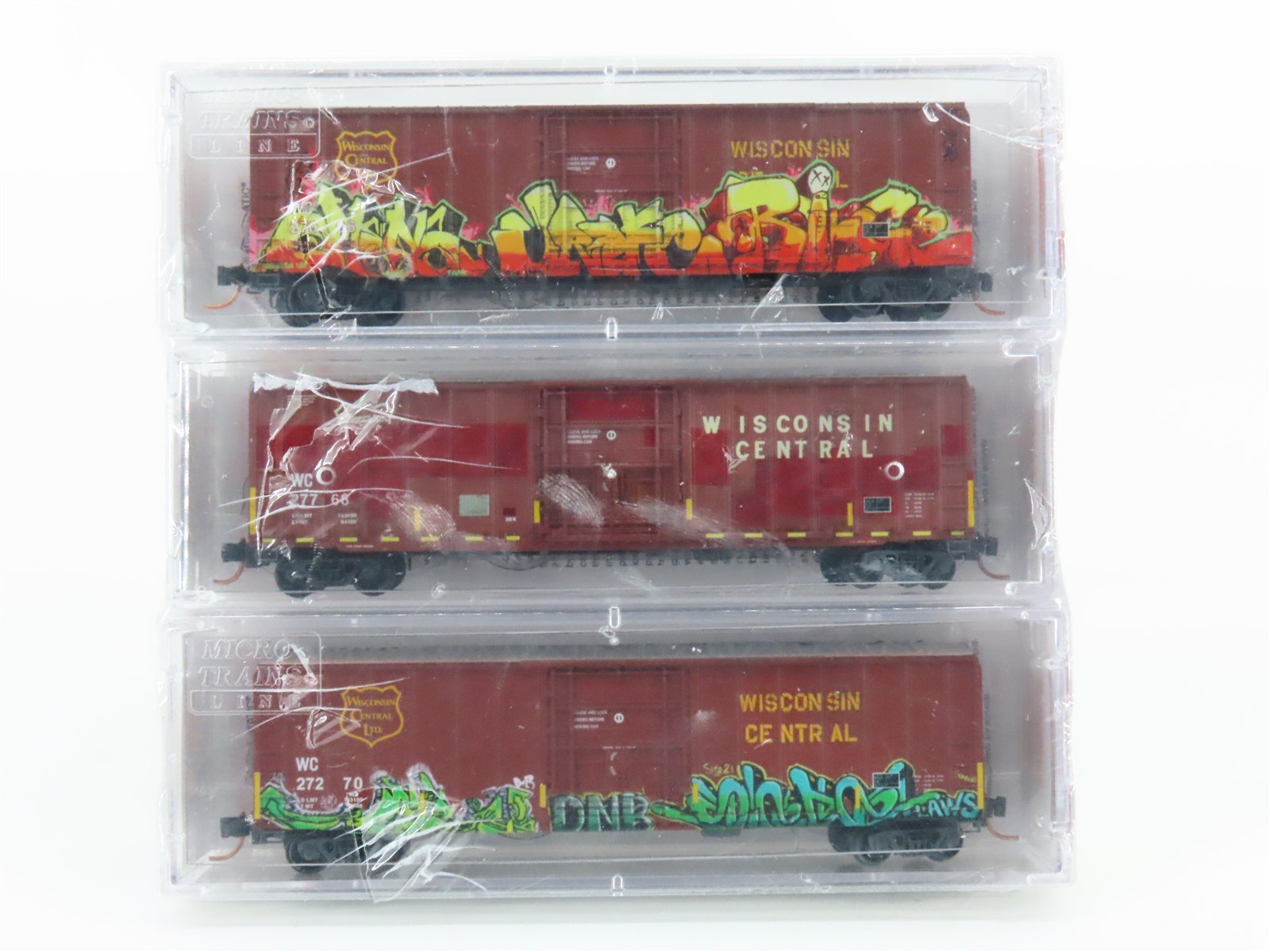 N Scale Micro-Trains MTL #99305330 WC 50' Box Car 3-Pk - Weathered & Graffiti
