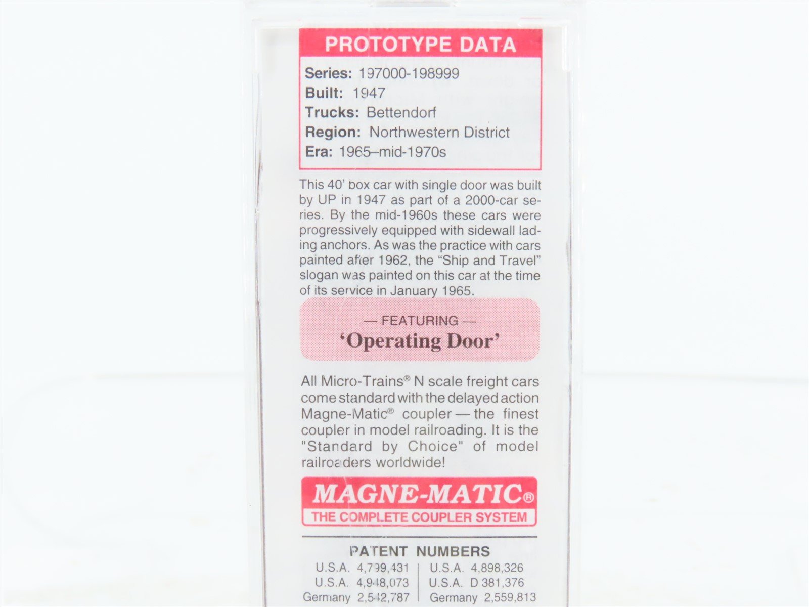 N Scale Micro-Trains MTL 02000710 UP Union Pacific 40' Box Car #198850