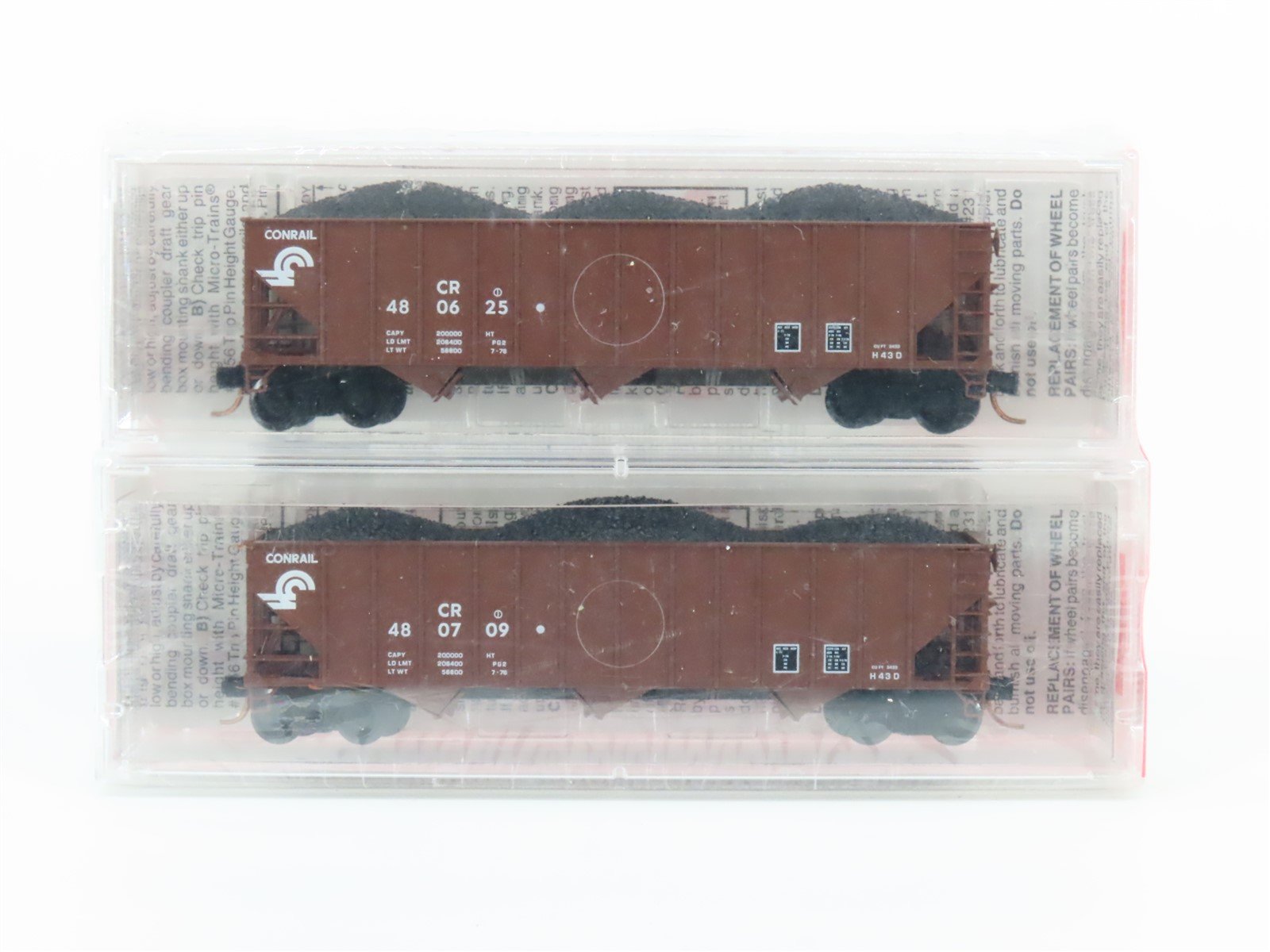 N Micro-Trains MTL #108032 CR Conrail 3-Bay Hopper w/ Coal Load 2-Pack (Sealed)