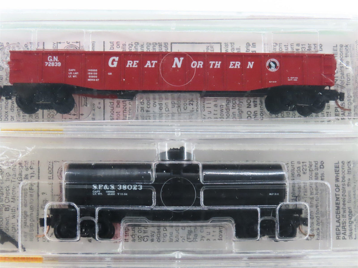 N Micro-Trains MTL #23252 CB&amp;Q, GN, NP, SP&amp;S &quot;Fallen Flags&quot; #5 BN Merger 4-Pack