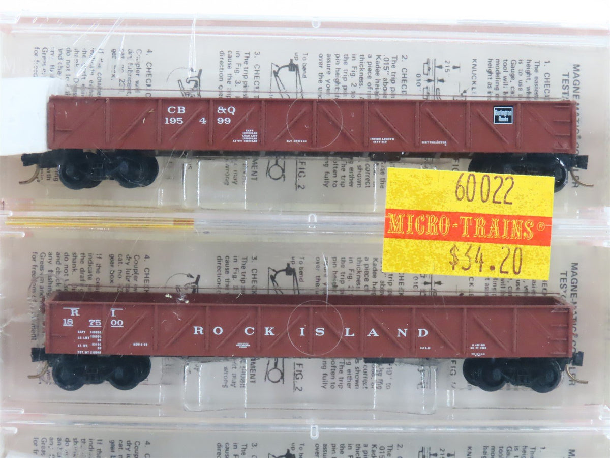 N Kadee Micro-Trains MTL #60022 CB&amp;Q, RI, PRR, GTW 50&#39; Gondola 4-Pack (Sealed)