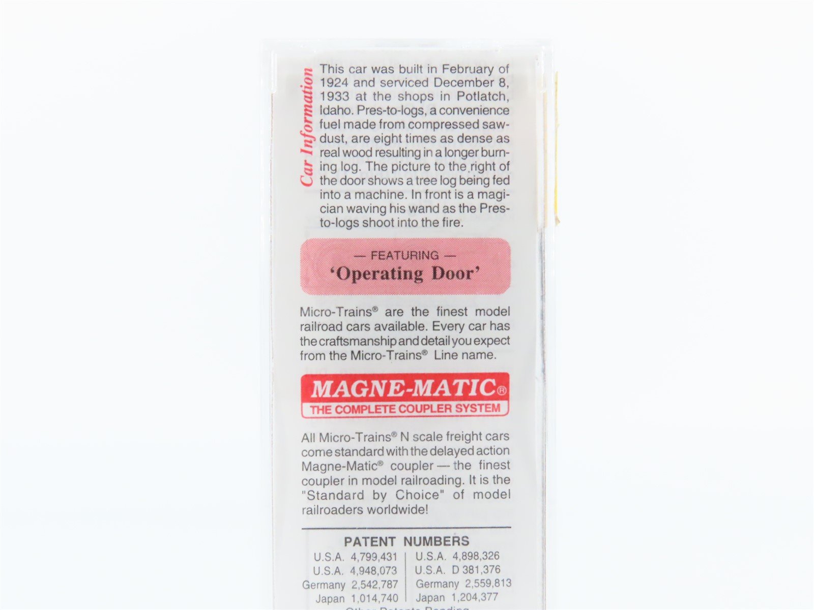 N Scale Micro-Trains MTL 42060 Pres-to-logs Potlatch Lumber Box Car #425