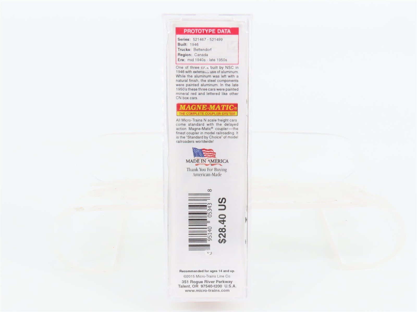 N Scale Micro-Trains MTL 02000946 CN Canadian National 40' Box Car #521497