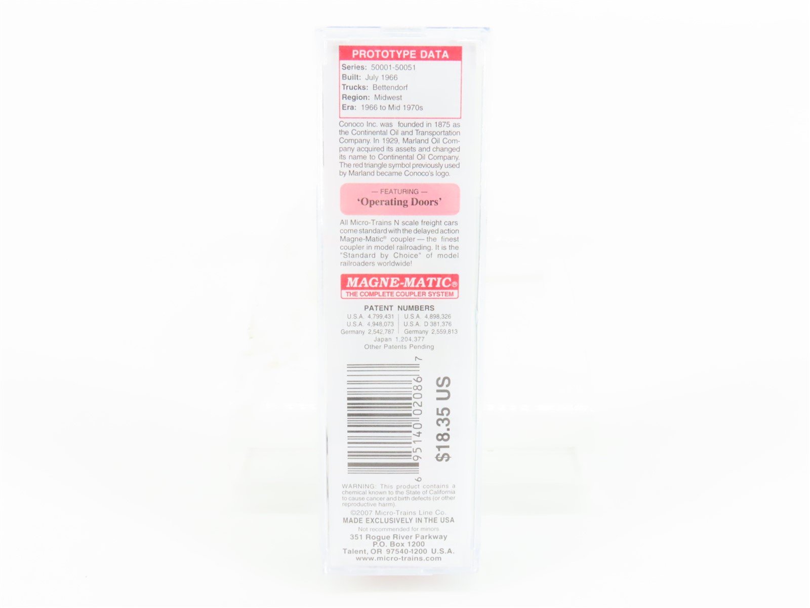 N Scale Micro-Trains MTL 07800120 CONX Conoco 50' Auto Box Car #50004