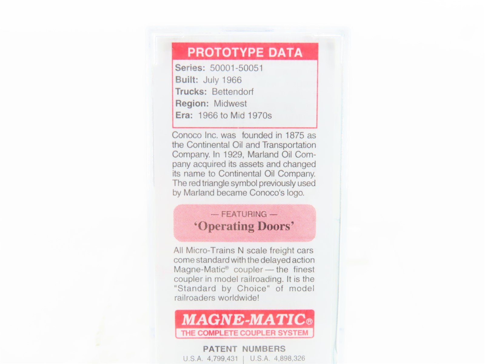 N Scale Micro-Trains MTL 07800120 CONX Conoco 50' Auto Box Car #50004