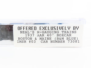 N Scale Neal's N-Gauging Trains IMSR-03 B&M Boston & Maine 40' Box Car #73081