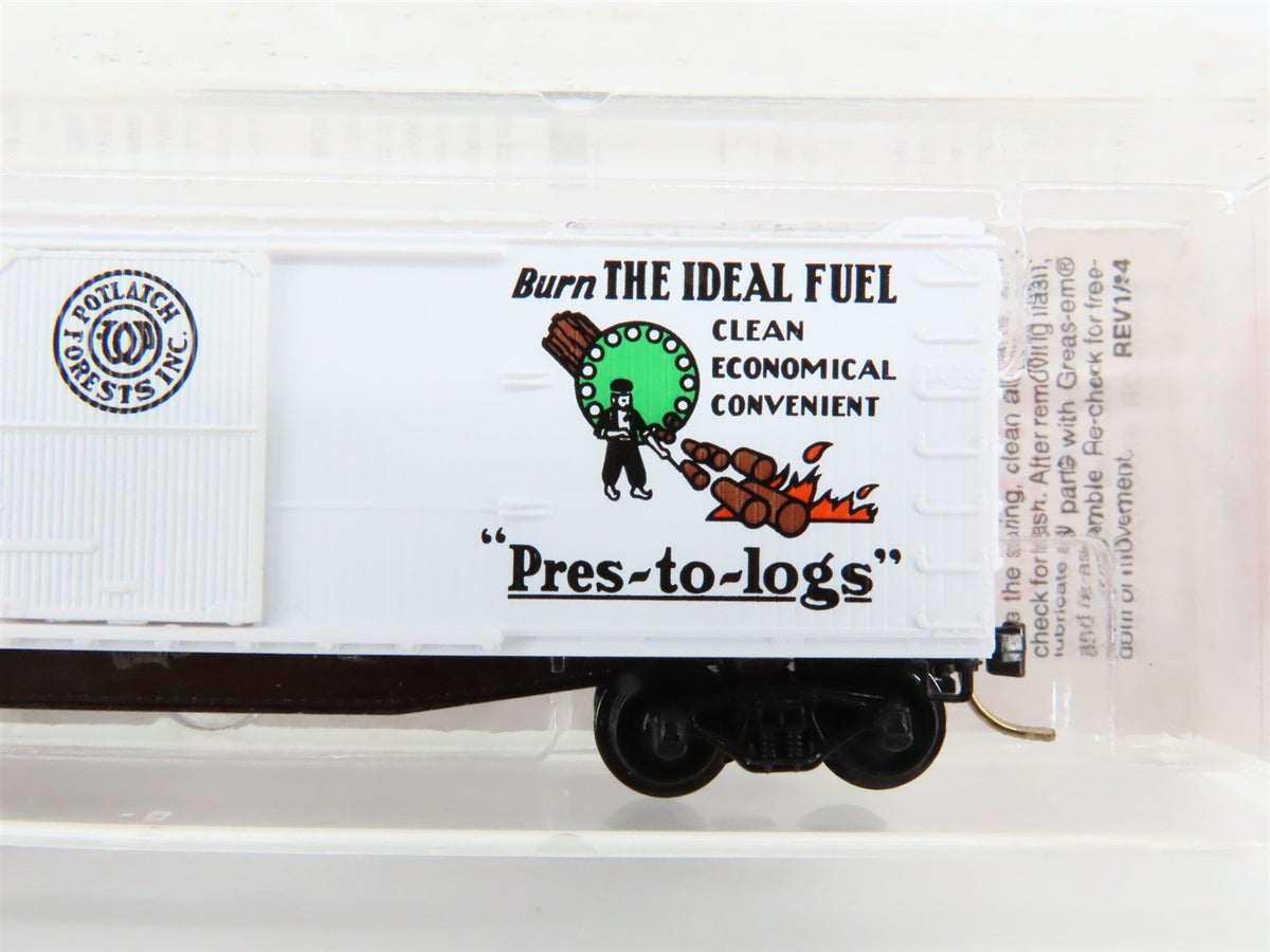 N Scale Micro-Trains MTL 42060 &quot;Pres-to-logs&quot; Potlatch Lumber 40&#39; Box Car #424