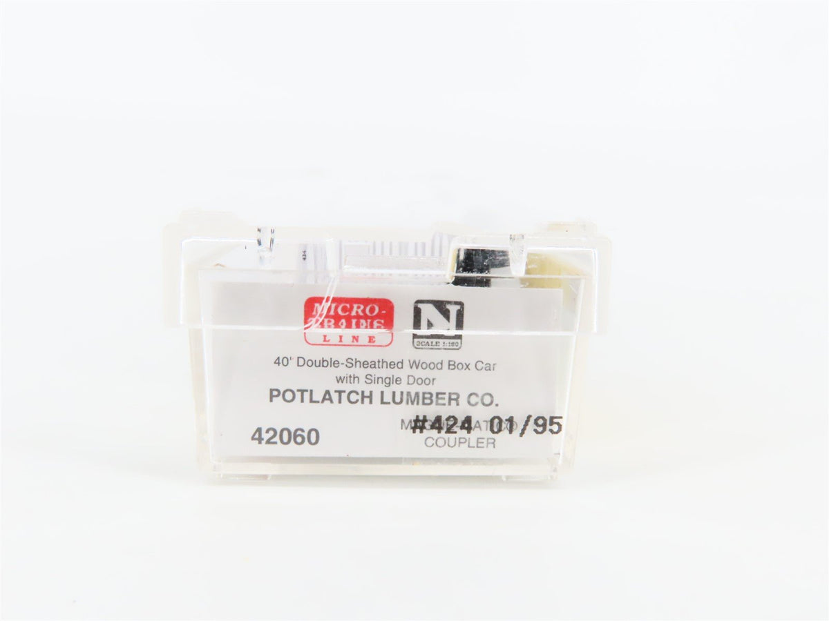 N Scale Micro-Trains MTL 42060 &quot;Pres-to-logs&quot; Potlatch Lumber 40&#39; Box Car #424
