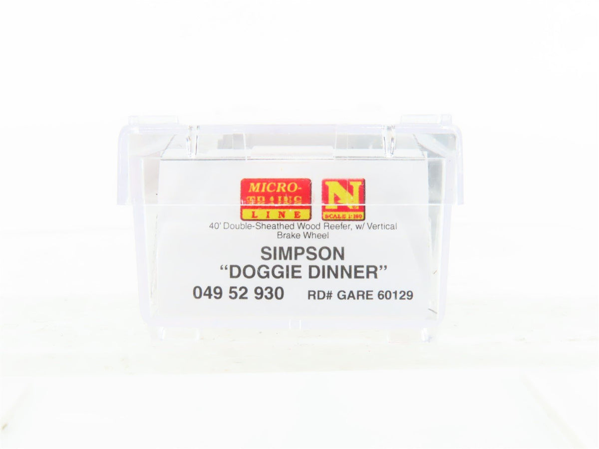 N Micro-Trains MTL 04952930 GARE Simpson Doggie Dinner 40&#39; Wood Reefer #60129