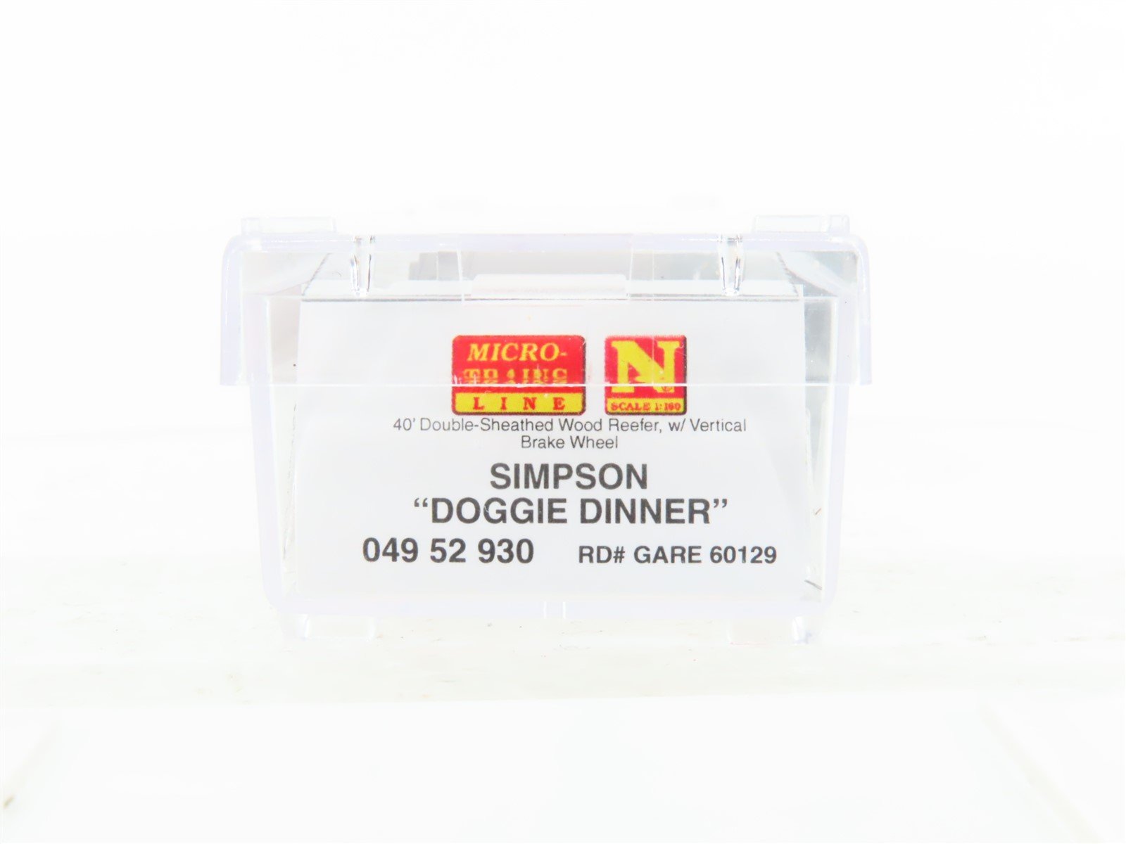 N Micro-Trains MTL 04952930 GARE Simpson Doggie Dinner 40' Wood Reefer #60129