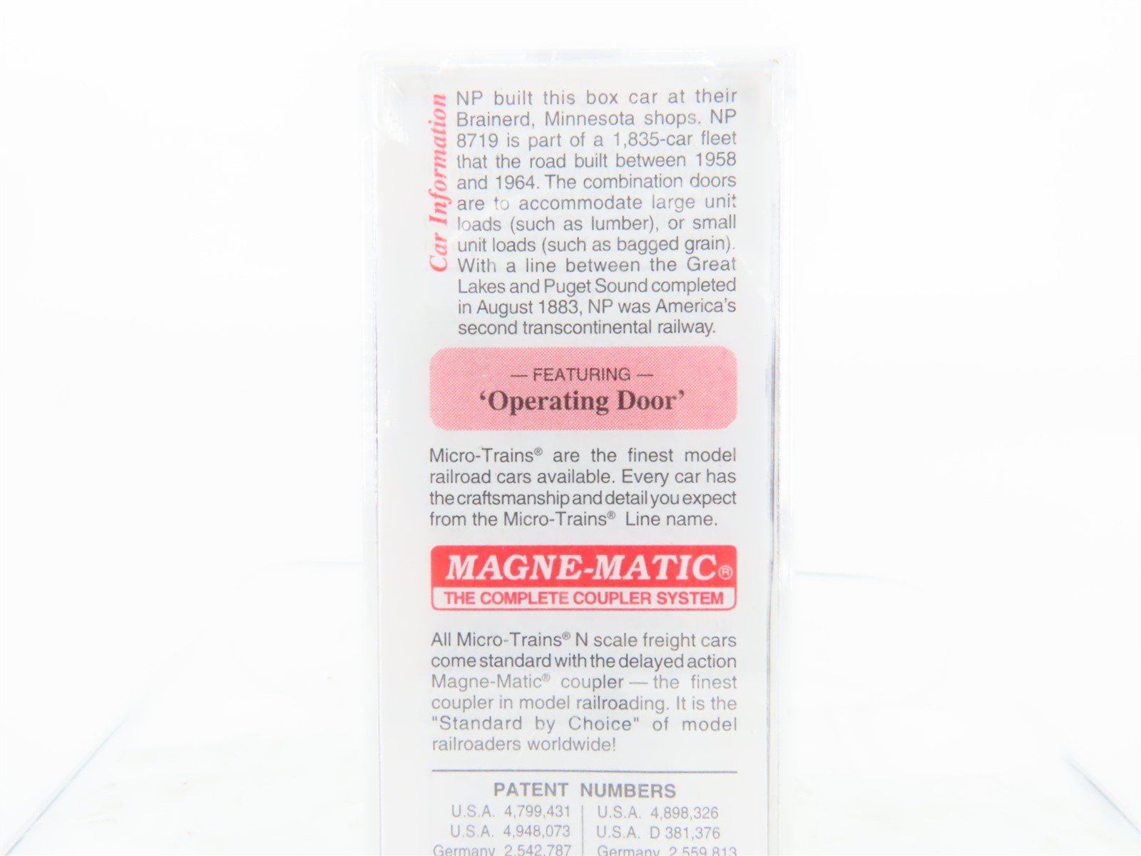 N Scale Micro-Trains MTL 22040 NP Northern Pacific 40' Box Car #8719 - Sealed