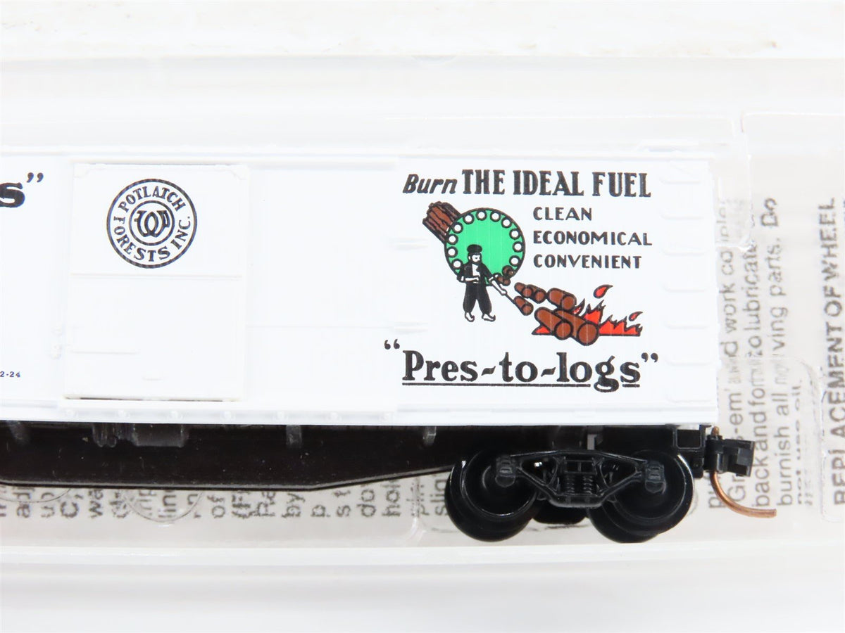 N Scale Micro-Trains MTL 42060 &quot;Pres-to-logs&quot; Potlatch Lumber 40&#39; Box Car #425