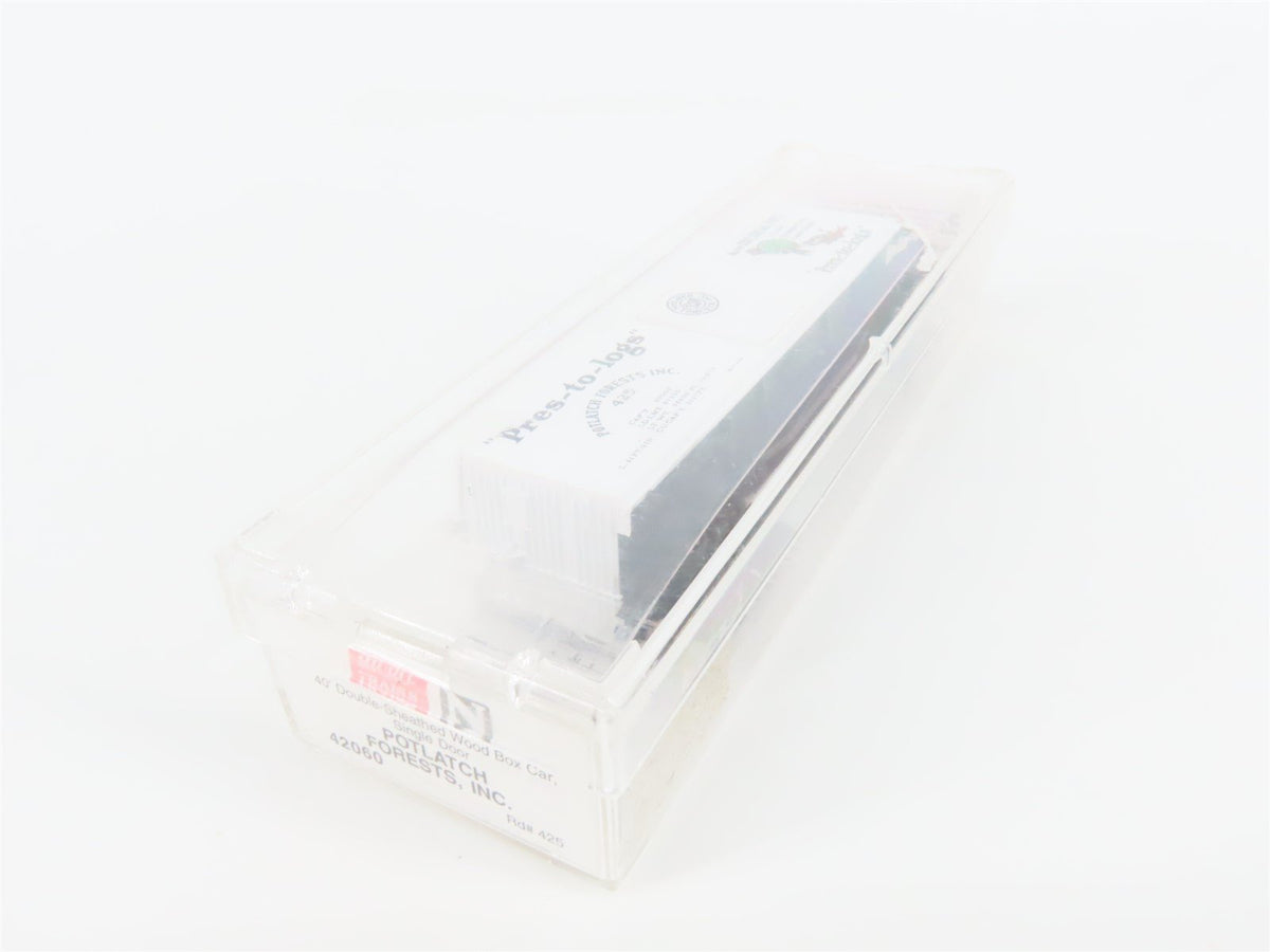 N Scale Micro-Trains MTL 42060 &quot;Pres-to-logs&quot; Potlatch Lumber 40&#39; Box Car #425