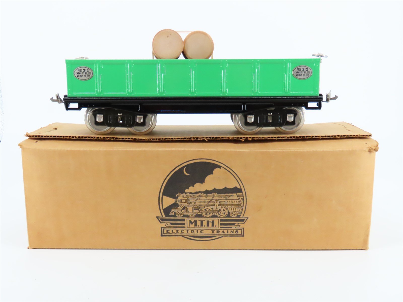 Standard Gauge 3-Rail MTH Tinplate 212 Gondola w/ Barrels