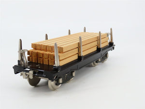 Standard Gauge 3-Rail MTH Tinplate Stake Flat Car w/Lumber Load