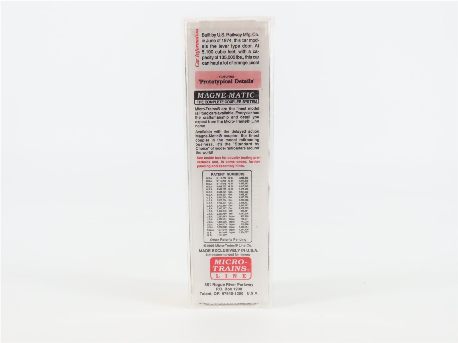 N Scale Micro-Trains MTL #75040 USLX Tropicana 50' Plug Door Box Car #13085